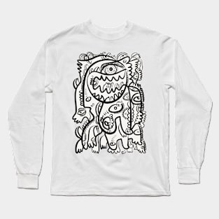 Black and White Graffiti Creatures Long Sleeve T-Shirt